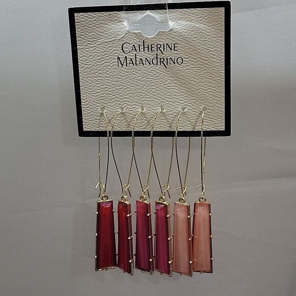 BRAND NEW CATHERINE MALANDRINO 3-PACK STATEMENT GEMSTONE DROP EARRINGS - Picture 3 of 12
